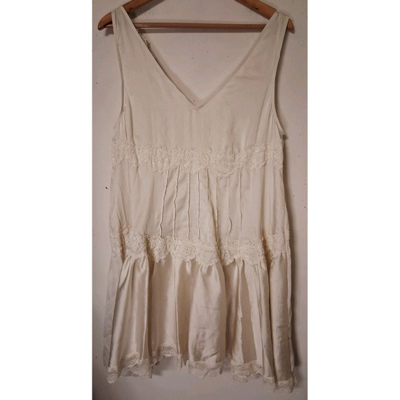 FREE PEOPLE Intimately Mini Slip Dress In This Groove Women's L Ivory Lace Fairy - Picture 4 of 5
